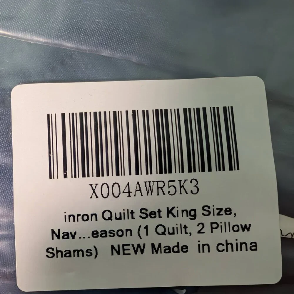 Inron King‎ Size Blue Quilt & 2 pillow Shams